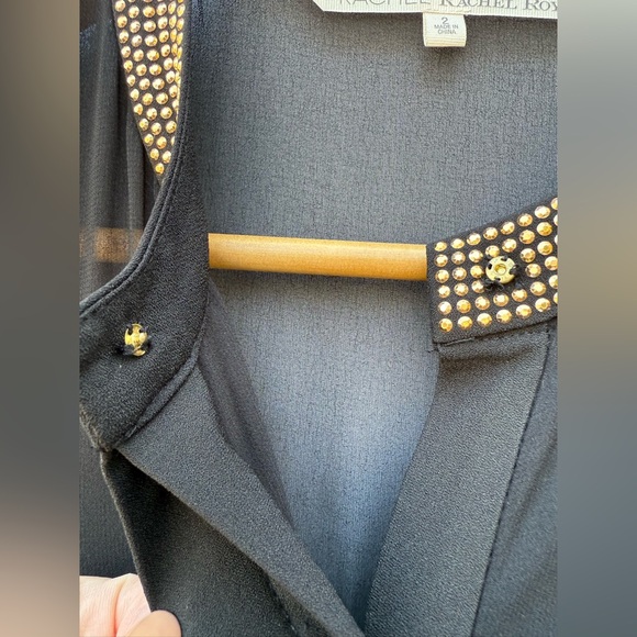 Rachel Rachel Roy Black Sleeveless Jumpsuit Gold Stud Trim Straight Leg Sz 2 NWT - Picture 10 of 16